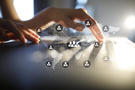 People organisation structure. HR. Human resources and recruitment. Communication and internet technology. Business concept.の写真素材