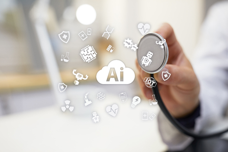 AI, artificial intelligence, in modern medical technology. IOT and automation.の写真素材