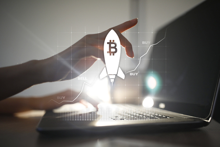 Bitcoin cryptocurrency. Financial technology. Internet money. Business concept.