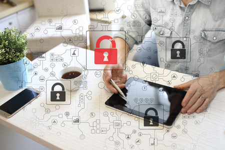 Cyber attack detection. Internet security, information and data safety concept. GDPR. Privacy.の写真素材