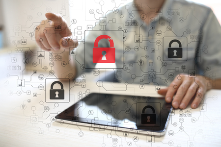 Cyber attack detection. Internet security, information and data safety concept. GDPR. Privacy.