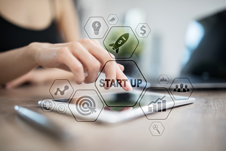 Business Start Up concept. Development and marketing strategy on virtual screen.の写真素材