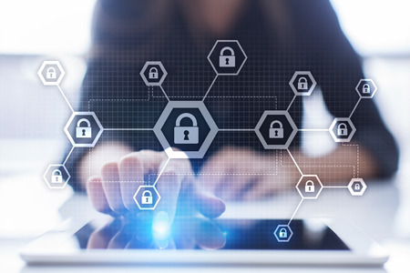 Cyber security, data protection. Internet and technology concept.