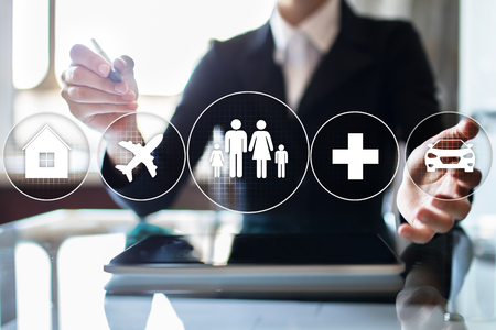 Family insurance concept on the virtual screen.の写真素材