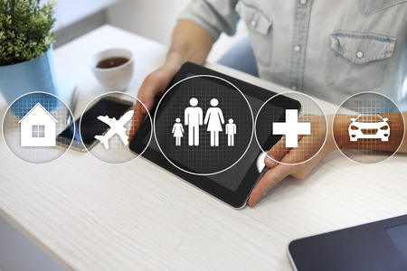 Family insurance concept on the virtual screen.の写真素材