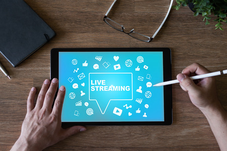Live streaming on screen. Broadcasting. Internet marketing concept.の写真素材