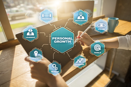 Personal growth and development concept. Chart with keywords and icons.の写真素材