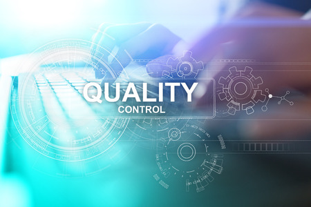 Quality control check box. Guarantee Assurance. Standards, ISO. Business and technology concept.の写真素材