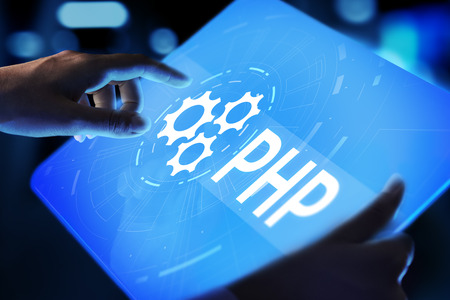 PHP Web development and coding internet and technology concept on virtual screen.の写真素材