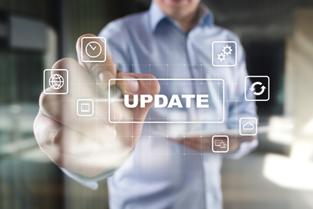 UPDATE Software and operating system upgrade on virtual screen.の写真素材