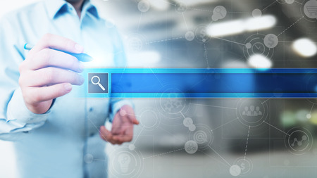 Search bar on virtual screen. Internet and technology concept.の写真素材