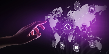 Cloud technology computing, internet and networking concept on virtual screen.