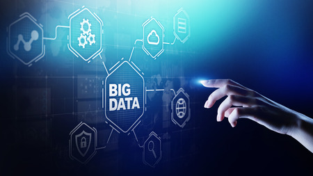 Big data analytics platform, business intelligence and modern technology concept on vitual screen.の写真素材