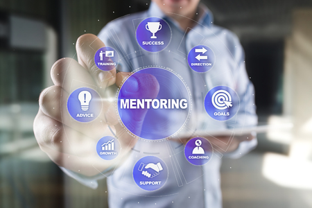 Mentoring and Coaching concept illustration on virtual screen.の写真素材