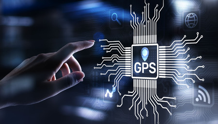 GPS - Global Positioning System, Navigation Tracking Control Technology concept.の写真素材