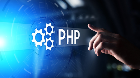 PHP Web development and coding internet and technology concept on virtual screen.の写真素材