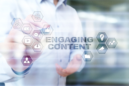 Engaging content on virtual screen. Digital marketing concept.の写真素材