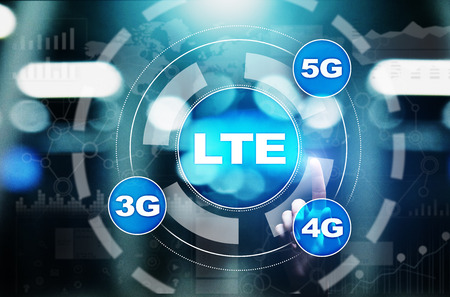 LTE band, mobile internet and telecommunication technology concept on virtual screen.