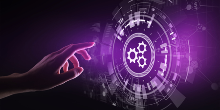 Automation, Business and industrial process workflow optimisation, software development concept on...
