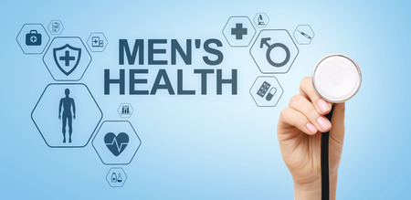 Mens Health Banner Medical And Health Care Concept On Screen
