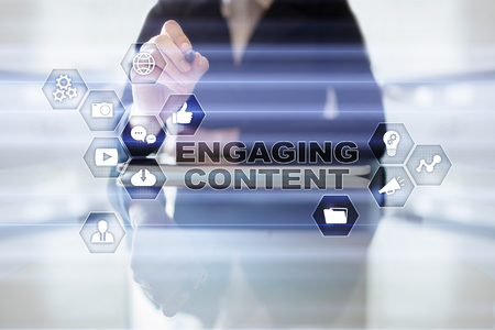 Engaging content on virtual screen. Digital marketing concept.の写真素材