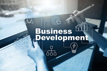 Business development concept, Strategy of  growth on virtual screen.の写真素材