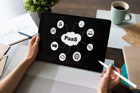PaaS - Platform as a service. Technology and internet concept on screen.の写真素材