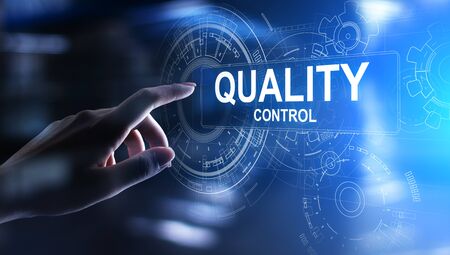 Quality control, assurance, industry standards concept on virtual screen.の写真素材
