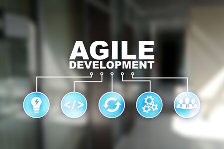 Agile development, Software and application programming concept on virtual screen.の写真素材