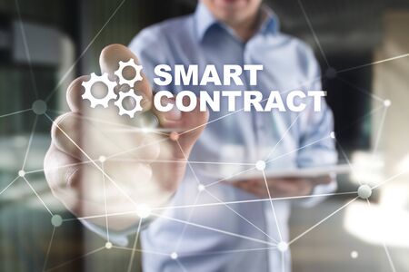 Smart contract, blockchain in modern business technology.