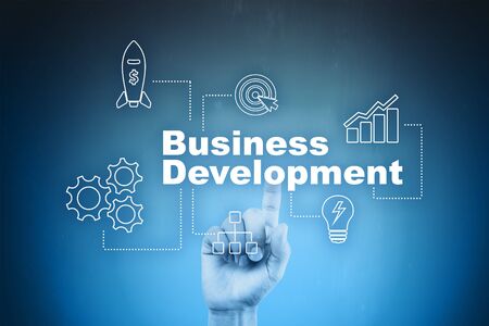 Business development concept, Strategy of  growth on virtual screen.の写真素材