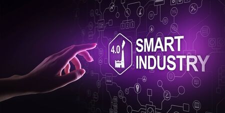 Smart industry 4.0, automation and optimisation concept on virtual. Business and modern technology concept.の写真素材