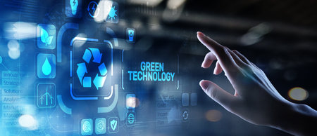 Green Technology Recycling Ecology Earth Saving concept on virtual screen.の写真素材