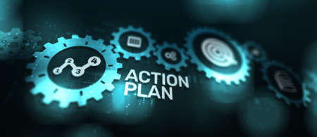 Action plan business strategy development concept on virtual screen