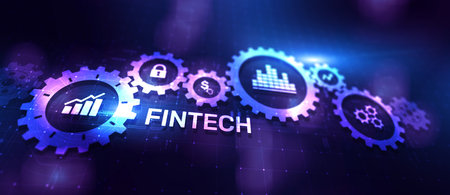 Fintech Financial technology Cryptocurrency investment and digital money. Business concept on virtual screenの写真素材