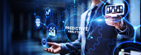 Predictive analytics Big Data analysis Business intelligence internet and modern technology concept on virtual screen.の写真素材