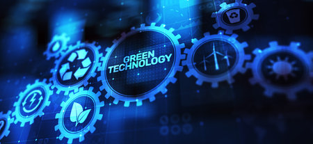 Green Technology Recycling Ecology Earth Saving concept on virtual screen.の写真素材
