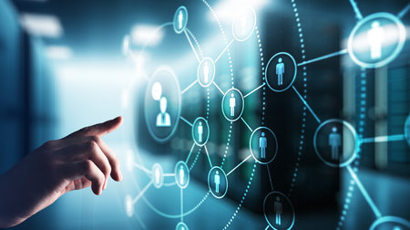 Social media platform, Customer communication structure, SMM, Marketing. Internet and business technology concept.の写真素材