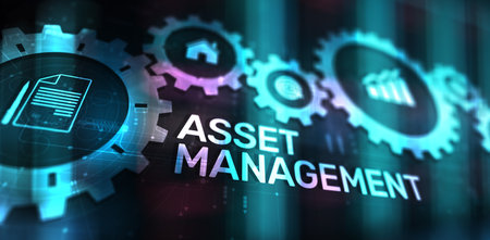 Asset management Business technology internet concept button on virtual screen.の写真素材