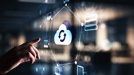 Cloud technology Computing and data storage. Internet and networking concept on virtual screen.