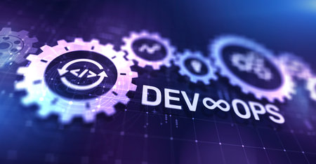 DevOps Agile development concept on virtual screen.の写真素材