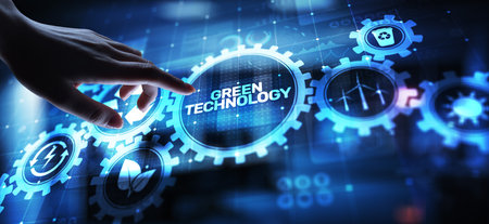 Green Technology Recycling Ecology Earth Saving concept on virtual screen.の写真素材
