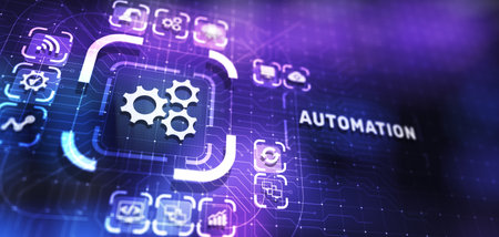 Automation Work flow business process optimization smart industry modern manufacturing concept on virtual screen.