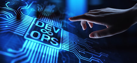DevOps Agile development concept on virtual screen.の写真素材