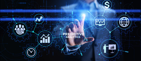 Predictive analytics Big Data analysis Business intelligence internet and modern technology concept on virtual screen.の写真素材
