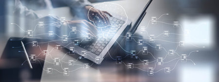 AI and Data Integration for Business Insights on a Wide Banner, Business and Technology Concept.