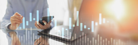 Financial Market Trading and Data Analysis on a Wide Banner, Business and Technology Concept.