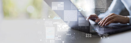 Business Strategy and Data Analytics Insights on a Wide Banner, Business and Technology Concept.