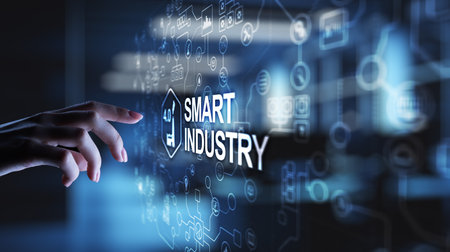 Smart industry 4.0, automation and optimization concept on virtual. Business and modern technology concept.の写真素材