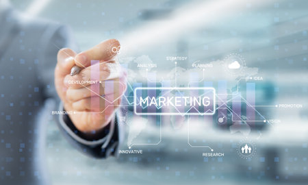 Marketing Strategy and Development Concept Illustrated on Virtual Interface.の写真素材